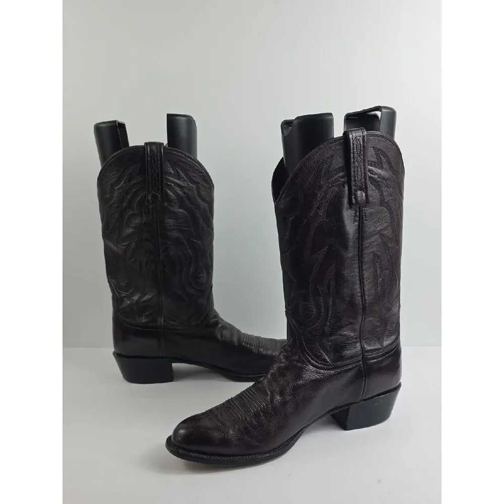 Lucchese 2000‎ Original Burgundy Leather Cowboy Men's Boots Size 11